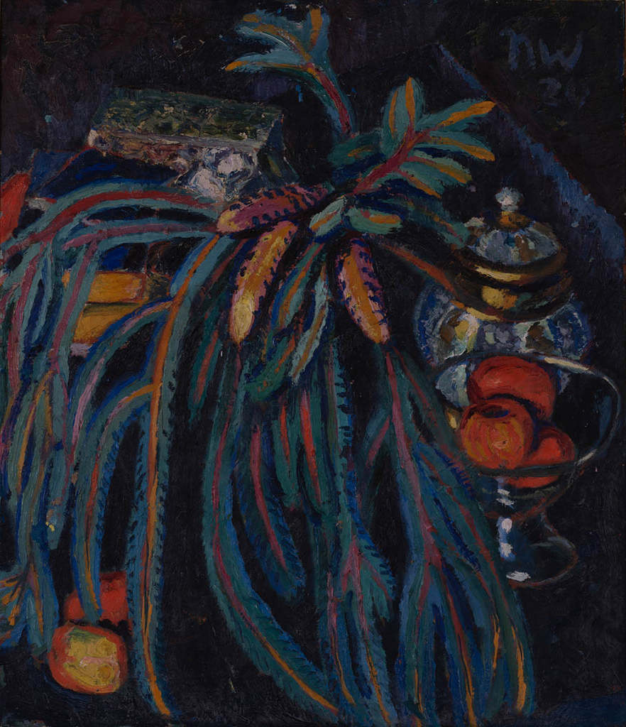 Stillleben mit langblättriger Pflanze, 1920, Öl auf Leinwand, 70,5 x 60,7 cm, bez. r. o.: nw 20, Privatbesitz