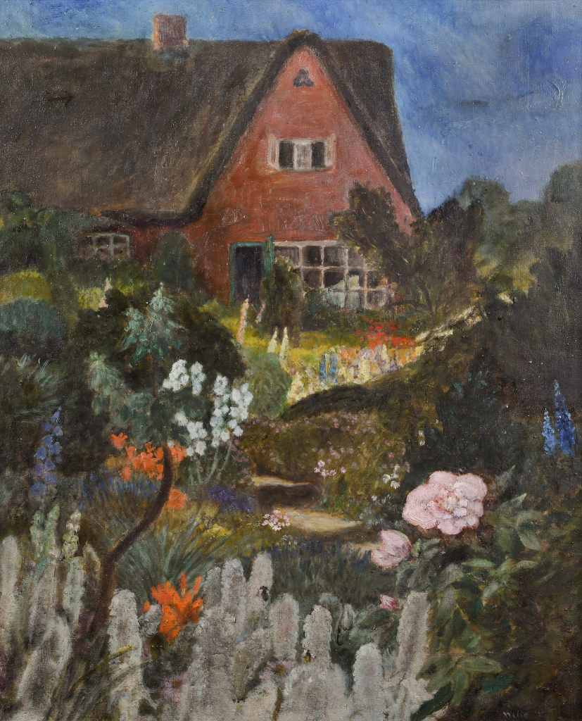Twerhol (Gartenansicht), undatiert, Öl auf Leinwand, 64 x 56 cm, bez. u. r.: Niko Wöhlk, Privatbesitz